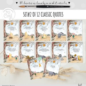 Lot de 12 décorations de fête de naissance classiques modifiables Winnie l'ourson | Décoration de fête d'anniversaire (bannière, carte, etc.) Set #2 5 x 7 Gabarit 0001 HAW BB BG