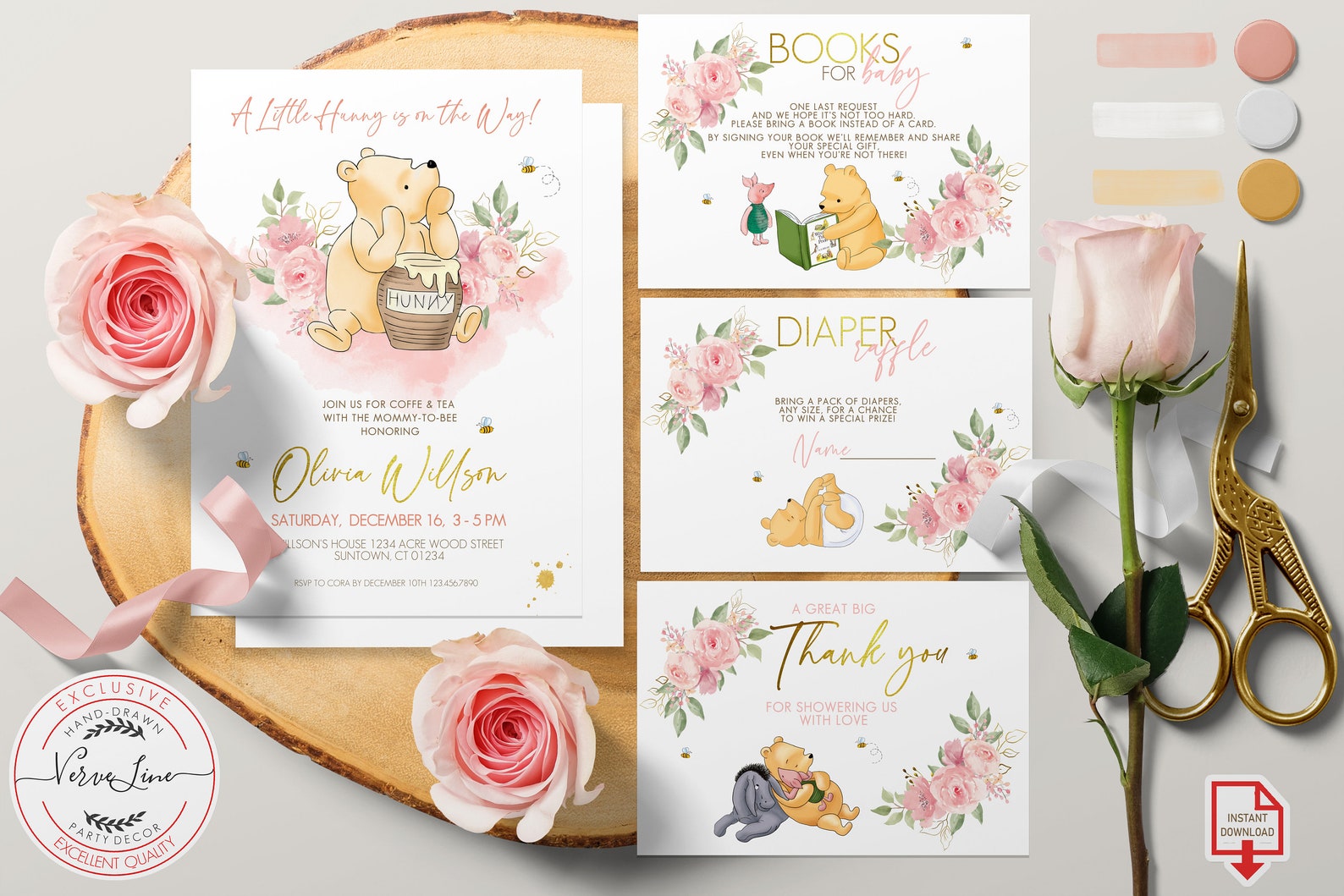 Classic Winnie the Pooh Printable Stationery Lined Unlined Paper ...