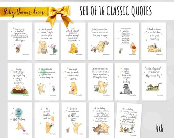 Set of 16 Classic Winnie the Pooh Quote Baby Shower décor (banner, card, garland, etc), 4x6 PRINTABLE  Instant DOWNLOAD 0001