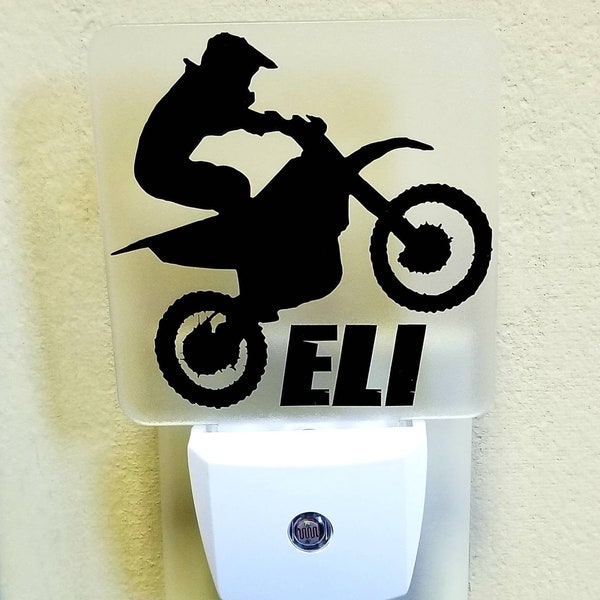 Dirt Bike Night Light/ Dirt Bike Decal Night Light/ Personalized Night Light