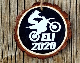 Ornamet/ Adorno de madera/ Adorno de motocross/ Adorno de moto de cross/ Adorno de moto