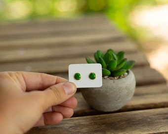 Handmade Modern Stud Earrings, Gold Earrings, Bridal Earrings, Green Resin Earrings, Resin Earrings, Bridesmaids Earrings