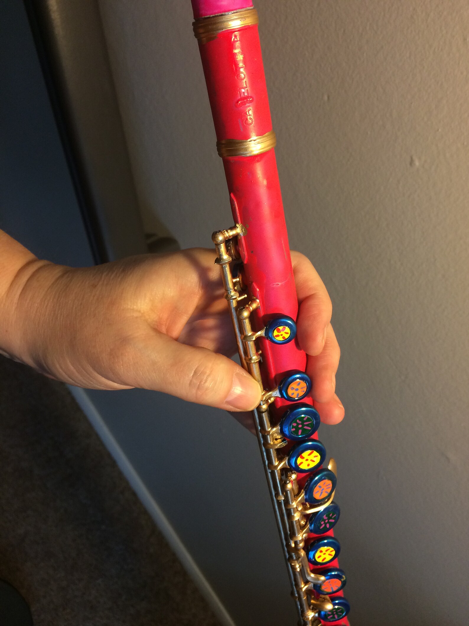 Flute Pink With Gold Flowers Etsy