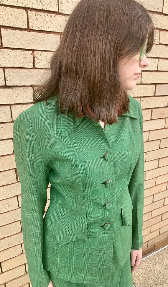 40’s Vintage Green Plaid Suit - image 3