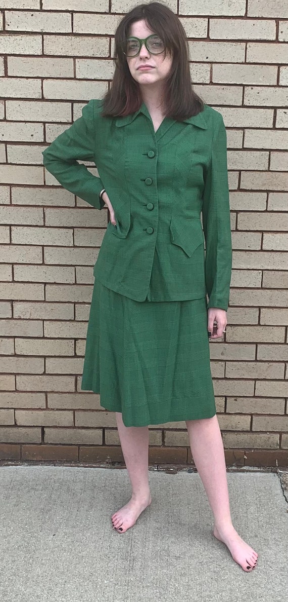 40’s Vintage Green Plaid Suit - image 4