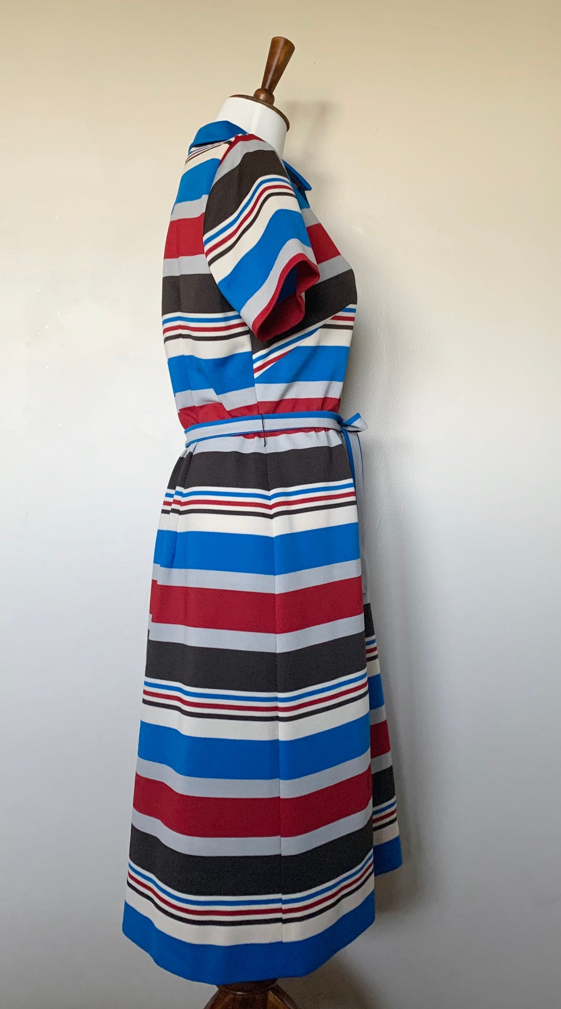 60s Vintage Red White Blue Stripe Dress - Etsy