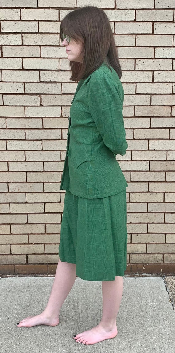 40’s Vintage Green Plaid Suit - image 2