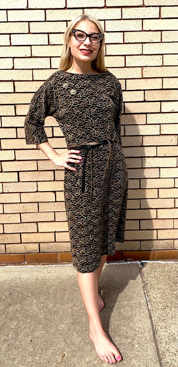 60’s Vintage Black Zig Zag Dress - image 2