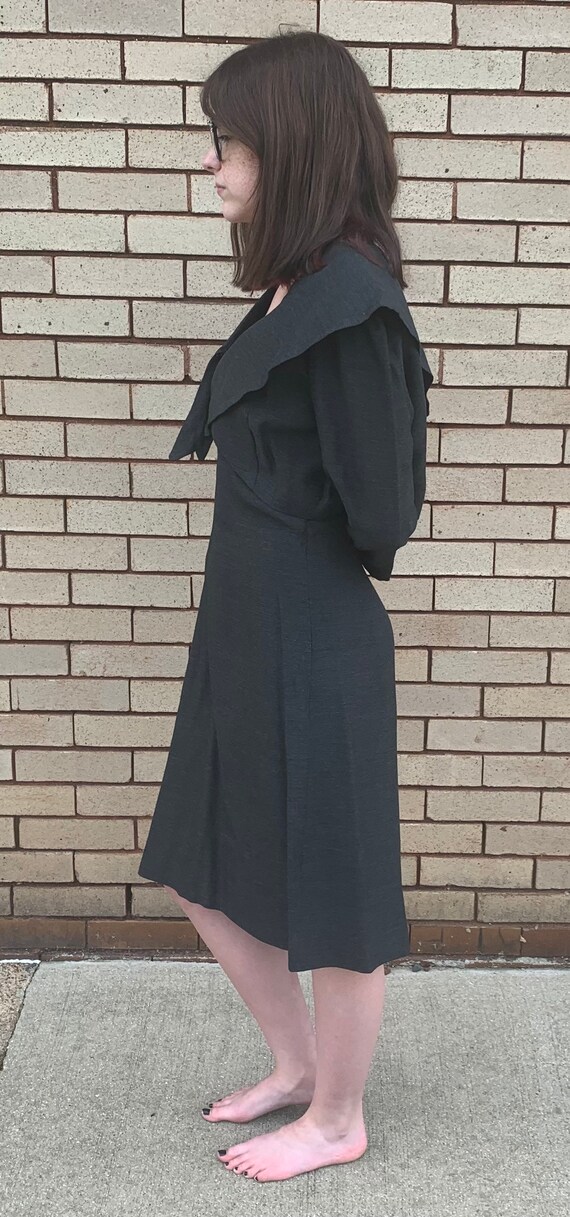 40s Vintage Charcoal Gray Dress & Jacket - image 3