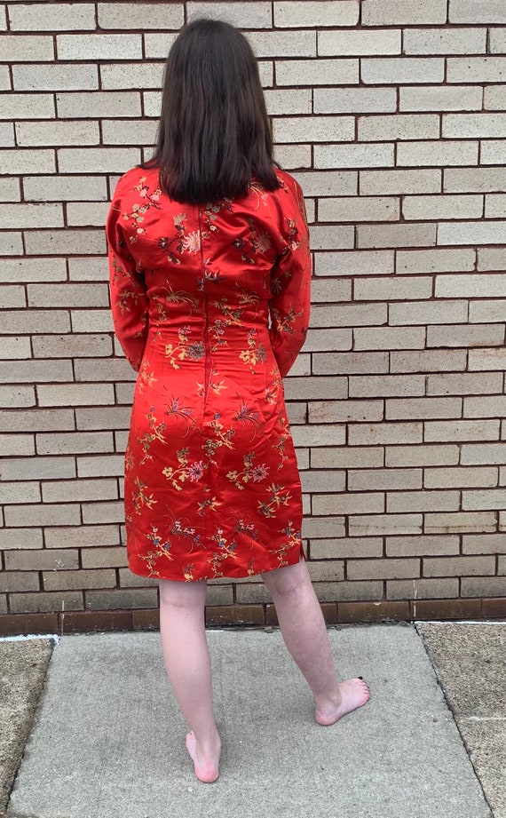 60’s Vintage Red Asian Inspired Cocktail Dress - image 2