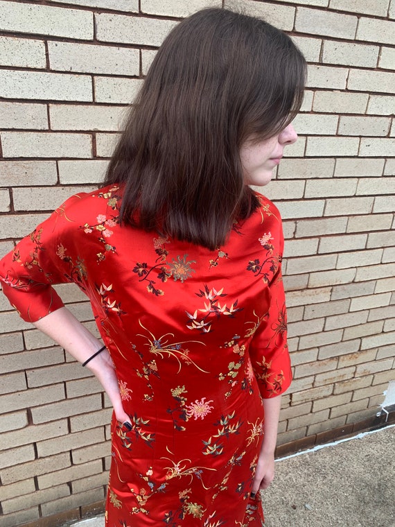 60’s Vintage Red Asian Inspired Cocktail Dress - image 4