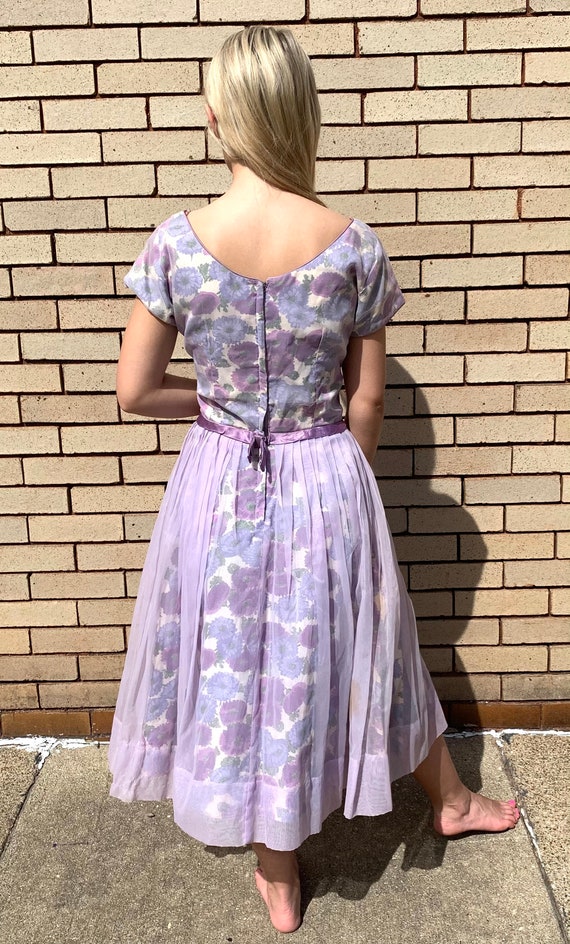 50's Vintage Purple Full Skirt New Look Garden Pa… - image 5