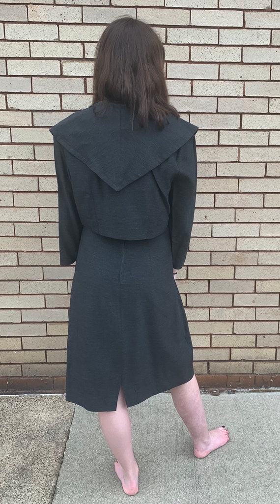 40s Vintage Charcoal Gray Dress & Jacket - image 4