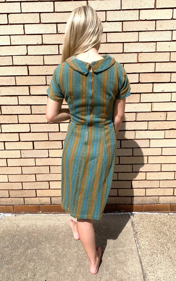 60’s Vintage Wool Chevron Dress - image 3