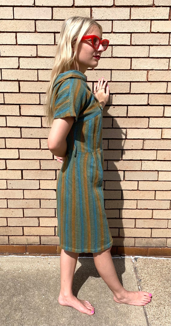 60’s Vintage Wool Chevron Dress - image 4