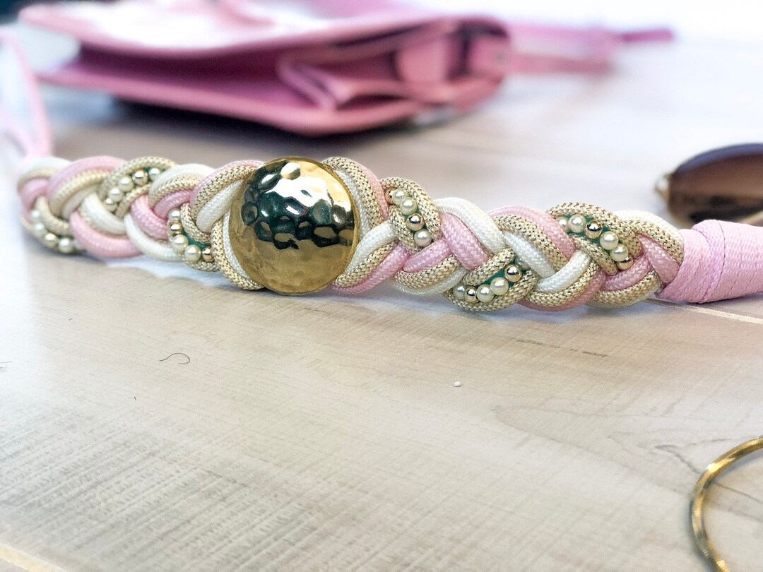 Gold Buckled Pearl Rope Braided Belt - Etsy display picture 1