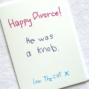 Divorce heureux de la part du chat Carte drôle de divorce pour un ami