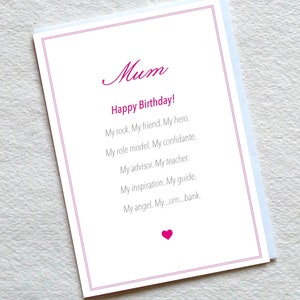 Drôle de carte d’anniversaire pour maman / la carte Bank Of Mum