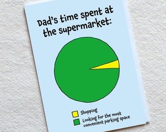 Funny Dad Birthday Card: Supermarket Parking Humour
