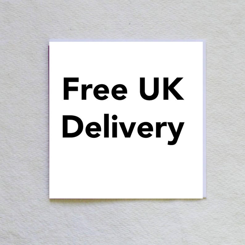 May include: A white square card with the text "Free UK Delivery" in bold black letters. The card is centered and set against a textured, off-white background.