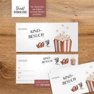 Bon cinéma, visite cinéma, fichier d'impression pour DIN long à imprimer et à bricoler