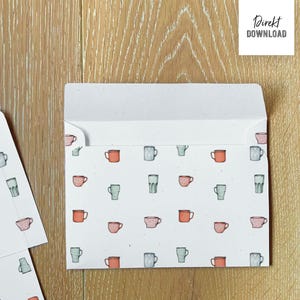 Stampa file busta caffè bere tazza da caffè motivo, per DIN A6 biglietto, busta per stampa e bricolage, download diretto