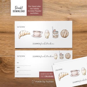 Printable breakfast voucher, breakfast voucher, print file for DIN long format