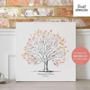 Tree motif watercolor with customization, for fingerprints, for weddings, as a guest book, digital product, print file