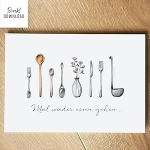 Vale para volver a salir a comer, archivo imprimible, tarjeta plegable