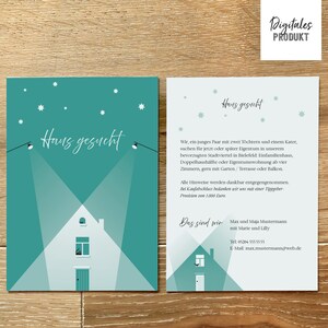 Flyer Haussuche ›Haus im Lichtkegel‹, Digitale Druckdatei mit Individualisierung