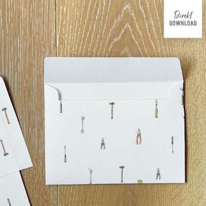 Stampa file busta strumenti motivo, per DIN A6 card, busta per stampa e bricolage, download diretto