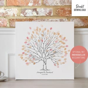 Tree with beautiful treetop, with customization, for fingerprints, for weddings, as a guest book, digital product, print file