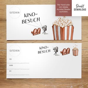 Cinema voucher, cinema visit for DIN long, print file double-sided voucher, gift voucher