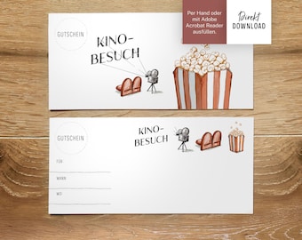 Cinema voucher, cinema visit for DIN long, print file double-sided voucher, gift voucher