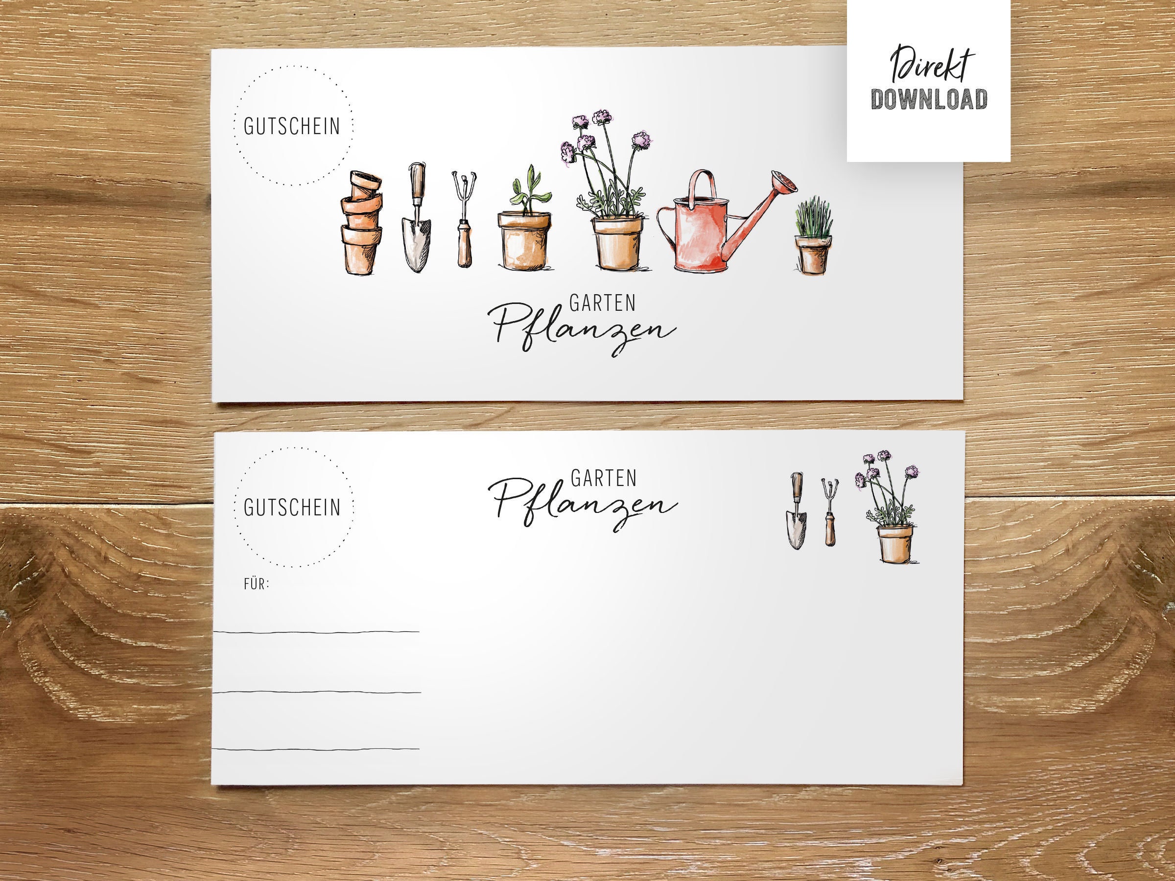 Voucher Garden Plants para Crafting para DIN Long, Imprimir Arquivo Frente e Verso, Vale-presente