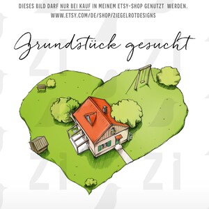 Cœur – Maison vue d’en haut, Intrigue recherchée, Illustration pour la recherche de maison, pour les petites annonces, Cartes postales, Flyer, Téléchargement instantané, Numérique