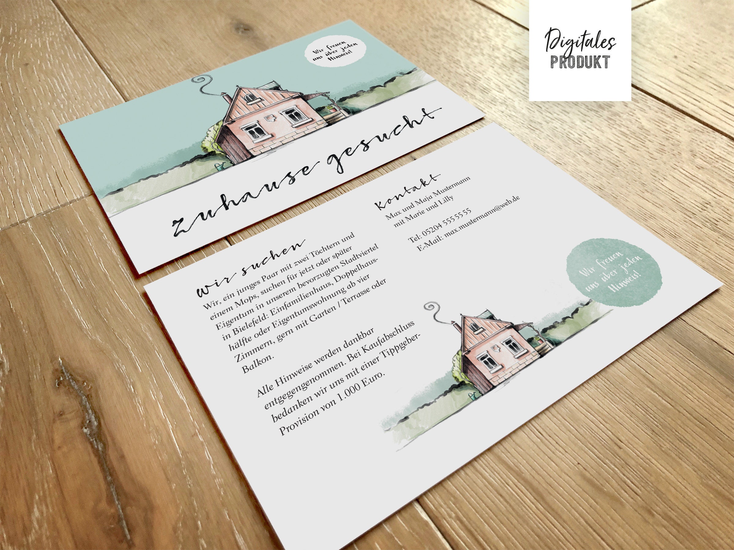 Flyer Haussuche ›Verwunschenes Haus‹, Digitale Druckdatei mit
