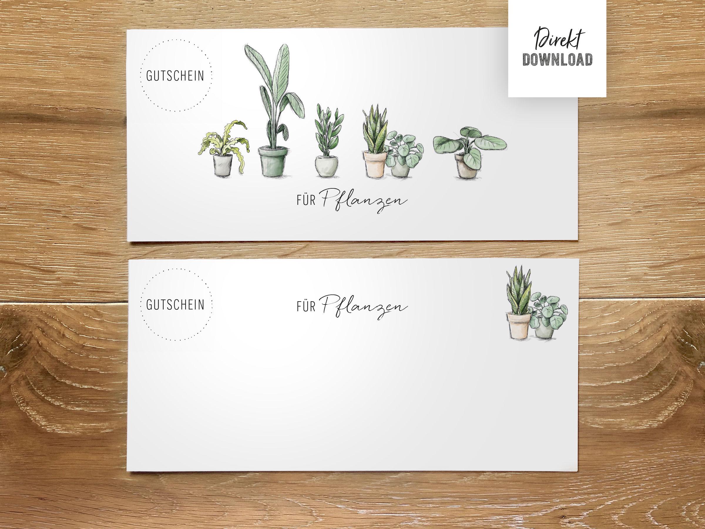 Plant Voucher to Print, Houseplants, Potted Plants as Motif, for DIN Long,  Print File - Etsy Israel