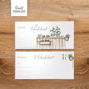 Gift certificate for a raised garden bed (DIY format, DIN long), printable file
