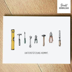 Bon de soutien artisanal, bon pour artisans, fichier d'impression carte pliante avec divers outils