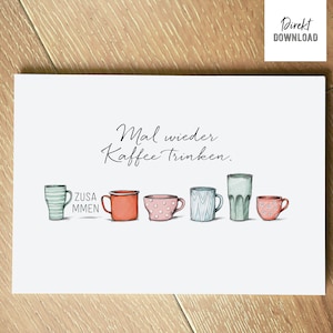 Cupón ›Tomémonos un café juntos de nuevo‹, archivo imprimible para tarjeta plegable