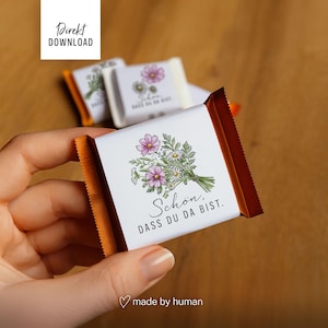 Plik do druku dla zespołu „Miło Cię widzieć” z kwiatami do barów Ritter Sport Mini