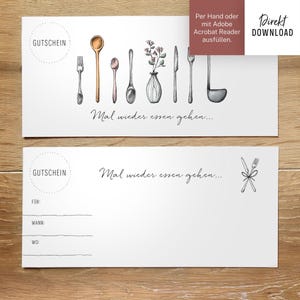 Restaurant voucher for DIN long format, printable double-sided restaurant voucher template