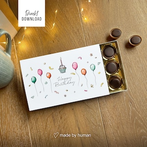 Fichier à imprimer pour la bande « Joyeux anniversaire » (cupcakes et ballons) sur les emballages Toffifee