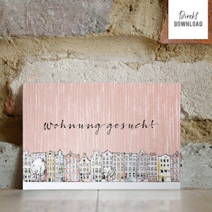 Vieille ville, recherche appartement, illustration pour recherche de maison, pour petites annonces, cartes postales, flyers, téléchargement instantané, produit numérique