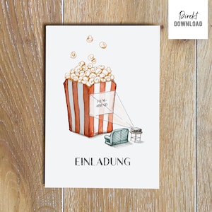 Invito per serata cinema, serata cinema congiunta, buono, file di stampa per piegare la carta per lavoretti