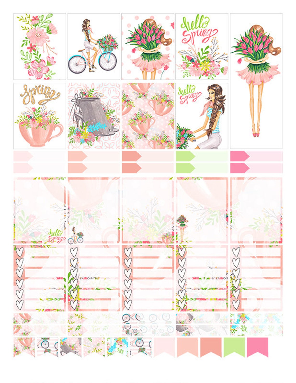 Printable Erin Condren Weekly VERTICAL Planner Stickers Spring | Etsy