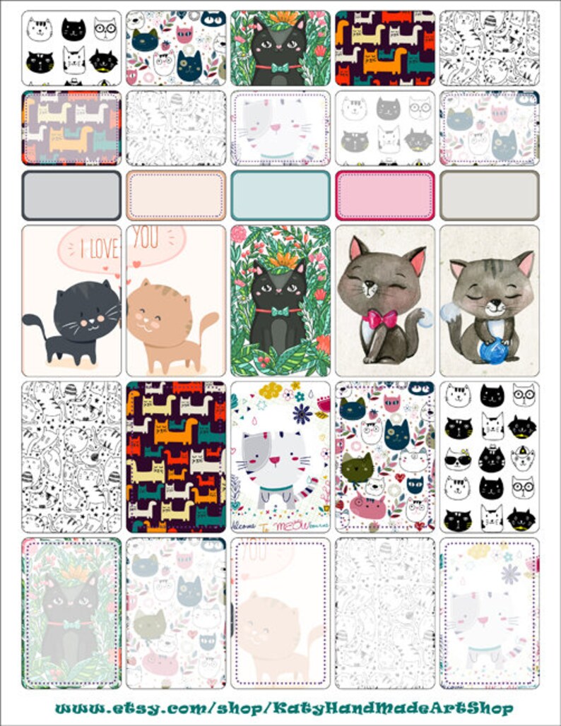 Printable Mambi Happy Planner Weekly Classic Stickers Cat | Etsy