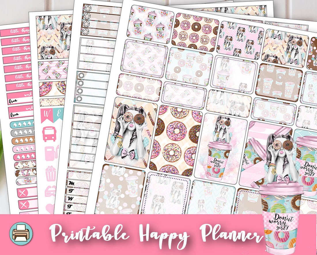 Printable Mambi Happy Planner Classic Stickers Donut Worry Etsy