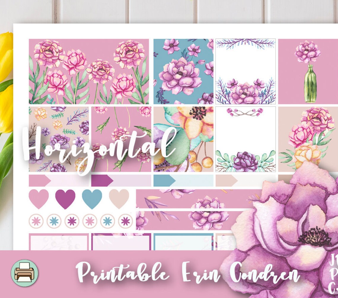 Printable Erin Condren Weekly HORIZONTAL Planner Stickers | Etsy
